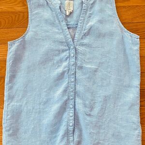Linen Sleeveless light Blue Shirt Size Small
